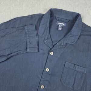 NWOT Lands' End Mens XL/T 46-48 Navy Blue Long Sleeve Button Down Pajama Shirt